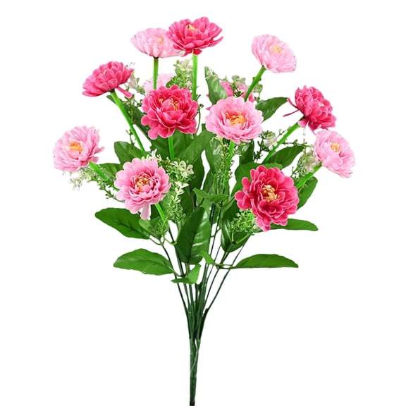 Miommo Artificial Coneflower Stem Pink Flower Arrangement with Vase 14 Heads Realistic Faux Flowers for Outdoor Indoor Memorial Table Home Decor All Weather