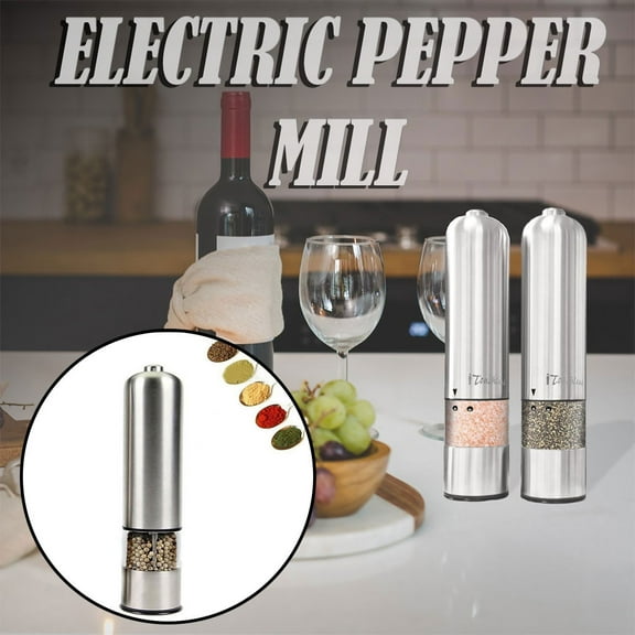 Miommo Automatic Electric Pepper Grinder, Adjustable Stainless Steel Pepper Mill with LED Light, 1 Pc USB Rechargeable Kitchen Spice Mill