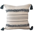 thumbnail image 1 of Miommo Boho Throw Pillow Covers Woven Tufted Farmhouse Pillows Cover with Tassels Textured Striped Cushion Case Neutral Pillow Cases Decorative Pillowcase for Sofa, Bed, Dark Blue, 1 of 2