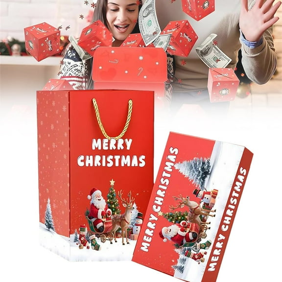 Miommo Box Explosion For Folding Bouncing Red Envelope Box Folding Up Explosion Box Explosion For Christmas 1 set of Christmas surprise jumping box Christmas Surprise Jumping Box A