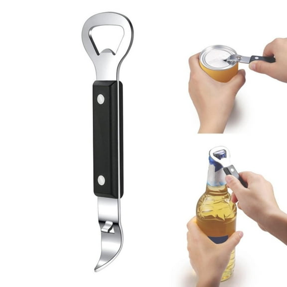 Miommo Can Opener 2-in-1 Manual Bottle Opener, Compact Stainless Steel Beer and Can Opener for Camping Travel Home Use, Portable Kitchen Bar Tool with Non-Slip Handle