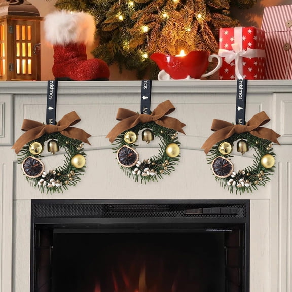 Miommo Christmas Bell Wreath Ornament, Mini Hanging Decor for Tree, Door, Wall, with Classic Bells and Wreath Design for Holiday Christmas Decorations