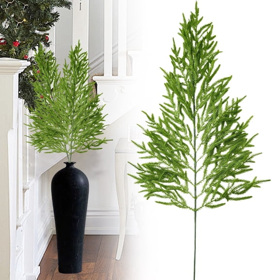 Miommo Christmas Real Branch Artificial Pine Garland 100cm Green Plastic Wood Winter Seasonal Decorations for Wedding Events Home Party Decor