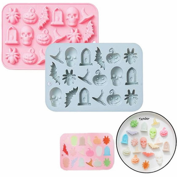 Miommo Cookie Molds Halloween Chocolate Pumpkin Bat Tomb Shape Silicone for Chocolate Candy Gummy Ice Cube Melt Cake Decoration Silicone Baking Making Kit Fo