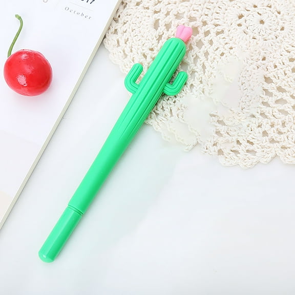 Miommo Cute Cactus Pen Novelty Plant Shaped Soft Grip Gel Pen Refillable 0.5mm Black Ink Creative Stationery for Journaling Note Taking