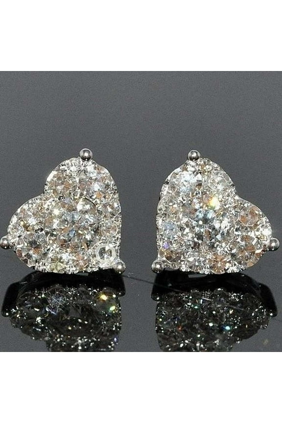 Dazzling Crystal Heart Stud Earrings Women Sparkly Rhinestone Jewelry Romantic Valentines Day Gift for Her Wife Elegant Fashion Ear Studs for Anniversary Wedding Party