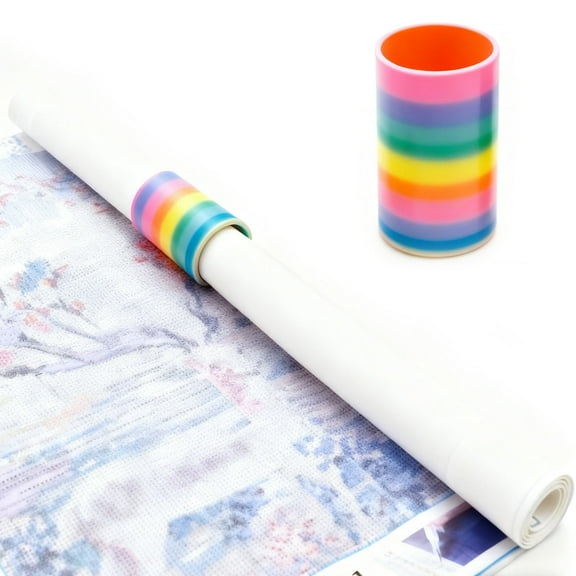 Miommo Diamond DIY Painting Canvas Holder with Anti-Roll System, Adjustable Side Clamps and Tension Rod for Secure Scroll Frame, 3D Printed Art Roller Storage Tool for Organized Workspaces