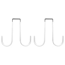 Miommo Double Sided Over the Door Hook 2 Pack, 5 Inch White Metal Wreath Hanger, Rustproof Hooks for Front Door, Bathroom, Towel, Christmas