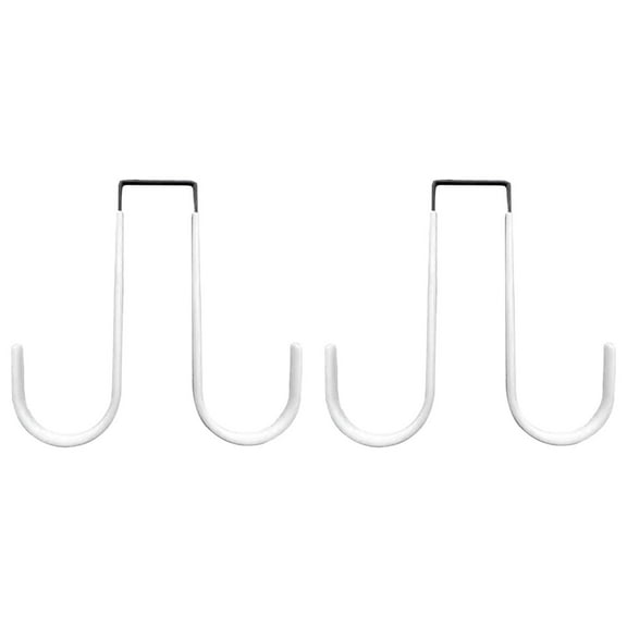 Miommo Double Sided Over the Door Hook 2 Pack, 5 Inch White Metal Wreath Hanger, Rustproof Hooks for Front Door, Bathroom, Towel, Christmas