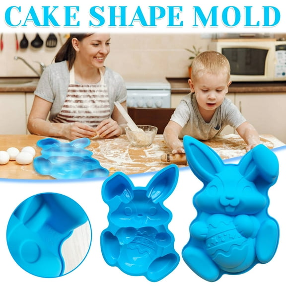 Miommo Easter Bunny Silicone Cake Mold Nonstick Flexible Baking Pan for Chocolate Candy Mousse Jelly Large 12 x 7.8 Inch Blue One Mold