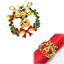 Miommo Elegant Christmas Metal Napkin Rings Set of 8 Deer & Wreath Holders for Holiday Dinner Table Decor, Festive Winter Party Favors
