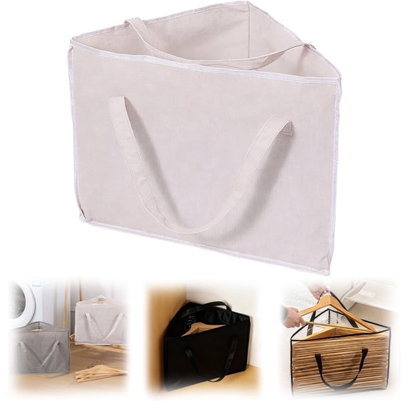 Miommo Foldable Storage Bag Clothes Hanger Organizer Transparent Triangle Box Large Capacity 18.31x13.78x13.78 Inch Non-Woven Fabric for Closet Laundry Clothes Toys