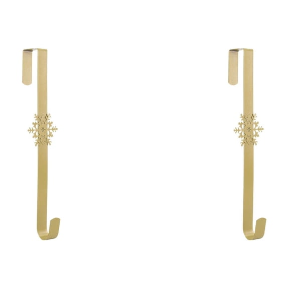 Miommo Gold Snowflake Wreath Hanger 2 Pack 15 Inch Metal Over The Door Hook for Front Door Christmas Holiday Decorations Indoor Outdoor