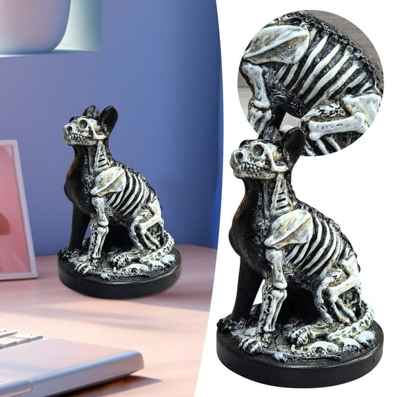 Miommo Halloween Ornaments Clearance Halloween Cat Statue Sugar Animal Sculpture Skeleton Figure Home Desk Decorations