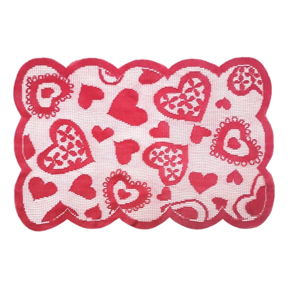 Miommo Heart Shaped Table Runner Set with Matching Placemats, Red Christmas and Valentine's Day Dining Table Decor for Anniversaries and Festive Home Decor, Durable Easy Care Fabric