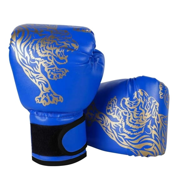 Miommo Kids Boxing Gloves PU Leather Tiger Print Adjustable Wrist Strap Punching Bag Training Gloves for Children Fitness