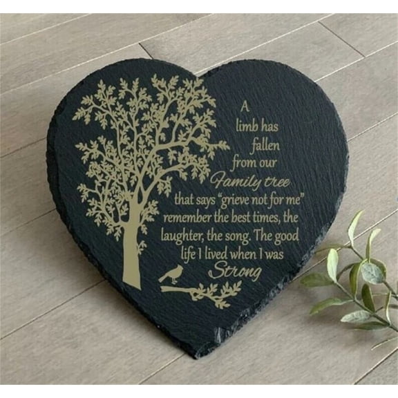 Miommo Memorial Heart Stone Pendant Natural Slate Sympathy Ornament for Loved Ones Remembrance Decor for Table Cemetery 1 Piece
