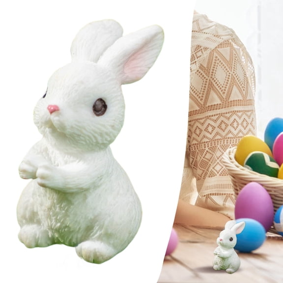 Miommo Moss Rabbit Miniature Figurine Stepping Resin Bunny Garden Statue Fairy Landscaping Decor For Terrarium Potted Plant