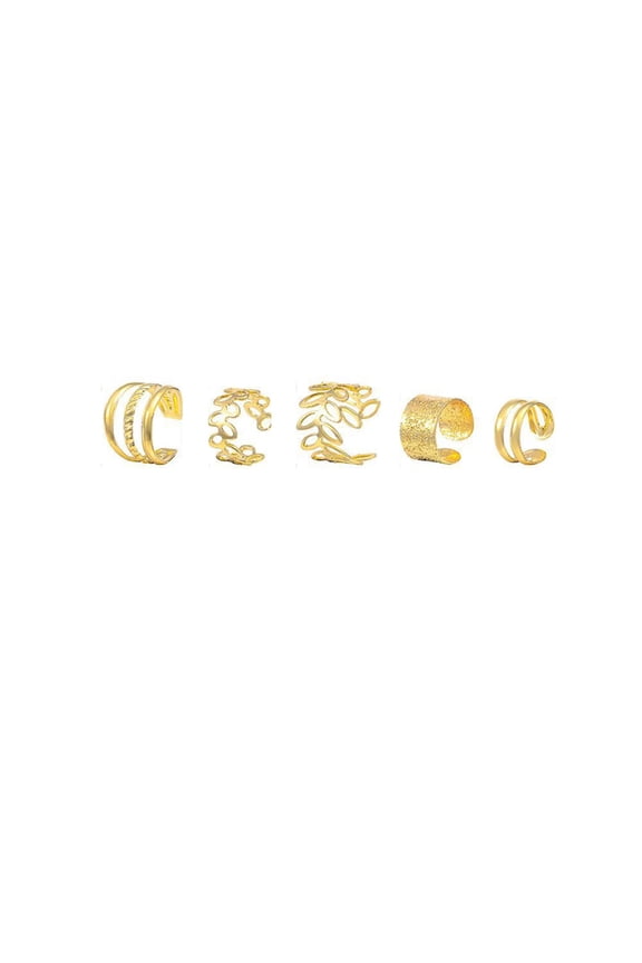 Non Piercing Ear Cuff Set of 5, Gold Hip Hop Earrings Clip On, No Piercing Cartilage Cuff Jewelry for Women, Conch Cuff Earrings, Fashion Party Accessory, 0.5 Inch