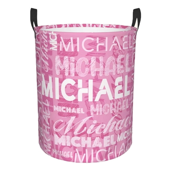Miommo Personalized Laundry Basket Pink Fabric Hamper for Dirty Clothes with Handles, Spacious Storage Basket for Bathroom Bedroom Nursery, Breathable Odor Control for Kids Women Men