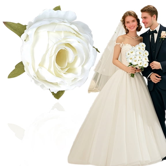 Miommo Single Rose Flower Head Artificial Flower for Wedding Bridal Corsage Boutonniere Hairpin Flower Headpiece 1 Piece