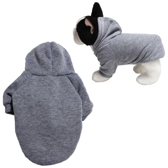 Miommo Small Dog Hoodies Clothes for Chihuahua, Warm Coat Jacket Autumn Puppy Outfits with Hat, Pullover Vest for Cats Dogs Pet Clothing, Grey Size S