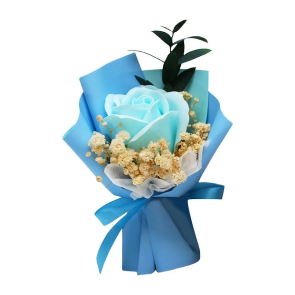 Miommo Soap Flower Bouquet with Dried Baby's Breath, Valentine's Day Gift for Her and Him, Long Lasting Rose Bouquet for Anniversary and Mother's Day