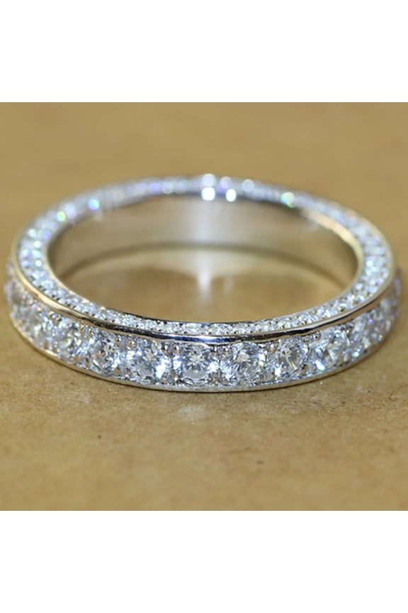 Sparkling Eternity Band Ring for Women Stackable Fashion Jewelry Romantic Valentine's Day Gift for Her Wife Mom Anniversary Promise Ring Comfort Fit Present