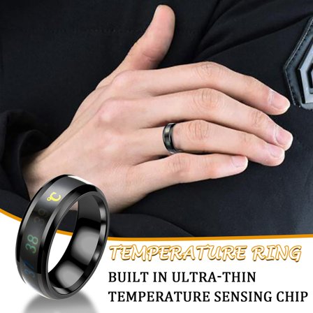 Temperature Ring Stainless Steel Color Changing Smart Thermometer Ring Thermochromic Titanium Steel Couple Jewelry Size 9