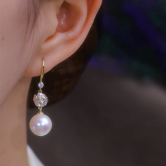 Miommo Trendy Pearl Dangle Earrings Women Statement Fashion Jewelry Valentine's Day Gift for Her Wedding Bridesmaid Drop Earring Anniversary Present Mom Wife Party Holiday