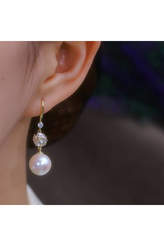 Trendy Pearl Dangle Earrings Women Statement Fashion Jewelry Valentine's Day Gift for Her Wedding Bridesmaid Drop Earring Anniversary Present Mom Wife Party Holiday