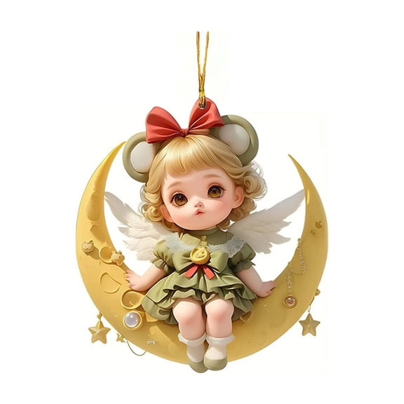 Miommo Valentine's Day Door Hanging Sign Acrylic Angel Heart Holiday Ornament Key Pendant Easter Decor House Welcome Plaque 8x8cm Front Door Decor