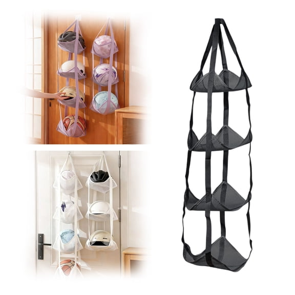 Miommo Wall Mounted Vertical Organizer Rack, 3-Layer Metal Storage for Basketballs, Footballs, and Plush Dolls, Space Saving Sports Gear Holder for Garage, Bedroom and Kids Room