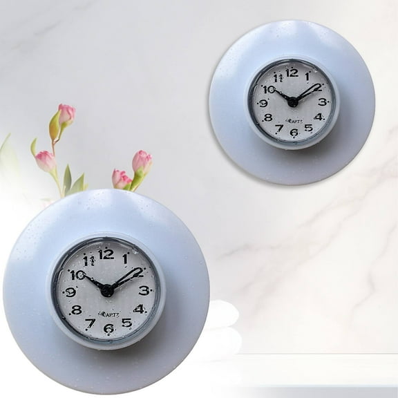 Miommo Waterproof Suction Cup Clock, Small Bathroom Shower Wall Clock, Mini Round Kitchen Refrigerator Clock Decor, White