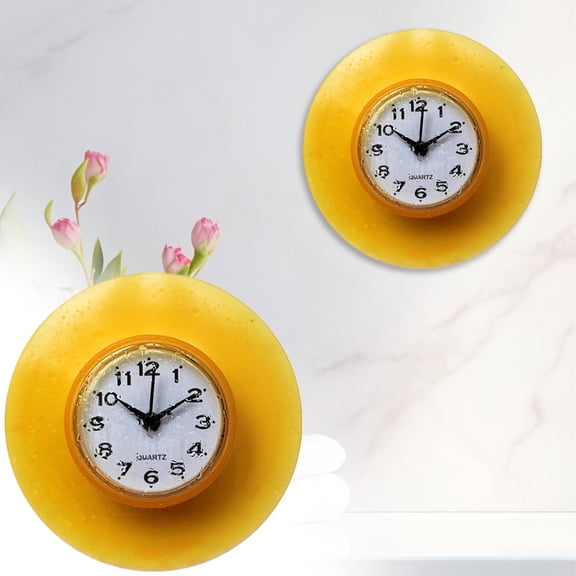 Miommo Waterproof Suction Cup Clock, Small Bathroom Shower Wall Clock, Mini Round Kitchen Refrigerator Clock Decor, White