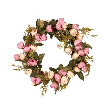 Miommo White and Violet Artificial Peony Wreath, 12 Inch Realistic Spring Summer Floral Front Door Wall Hanging Window Wedding Decoration, 1-Pack