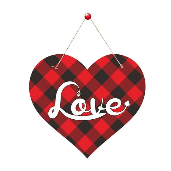 Miommo Wooden Valentine Hanging Sign Farmhouse Decor Truck Heart Wreath Front Door Welcome Decorations for Home Wedding Anniversary Rustic Gift Red