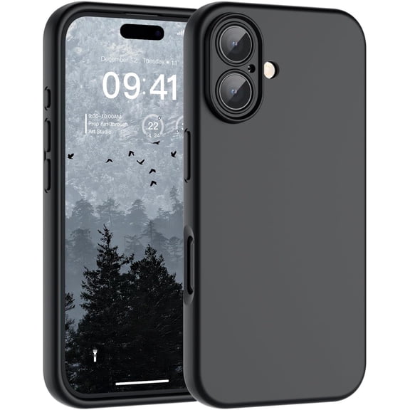Mionbel Designed for iPhone 16 Case,Premium Liquid Silicone with [Soft Anti-Scratch Microfiber Lining][Upgraded Camera Protection] Slim Shockproof Protective Phone Case for Men Women Girls,Black