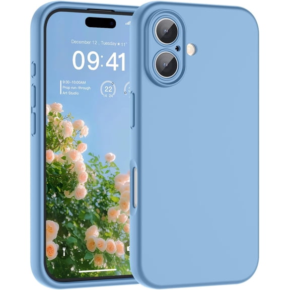 Mionbel Designed for iPhone 16 Case,Premium Liquid Silicone with [Soft Anti-Scratch Microfiber Lining][Upgraded Camera Protection] Slim Shockproof Protective Phone Case for Men Women Girls,Light Blue