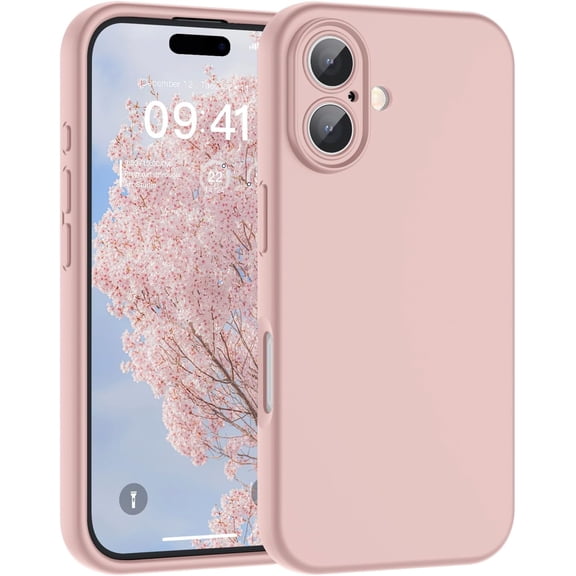 Mionbel Designed for iPhone 16 Plus Case,Premium Liquid Silicone with [Soft Anti-Scratch Microfiber Lining][Upgraded Camera Protection] Slim Shockproof Phone Case for Men Women Girls,Chalk Pink