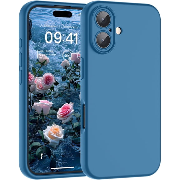 Mionbel Designed for iPhone 16 Plus Case,Premium Liquid Silicone with [Soft Anti-Scratch Microfiber Lining][Upgraded Camera Protection] Slim Shockproof Phone Case for Men Women Girls,Deep Blue
