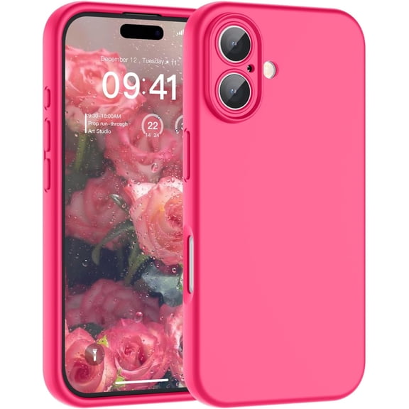 Mionbel Designed for iPhone 16 Plus Case,Premium Liquid Silicone with [Soft Anti-Scratch Microfiber Lining][Upgraded Camera Protection] Slim Shockproof Phone Case for Men Women Girls,Hot Pink