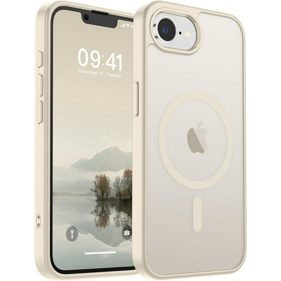 Mionbel Magnetic for iPhone 16e Case (Compatible with MagSafe)(Military Grade Drop Protection) Slim Translucent Matte Shockproof with Anti-Fingerprint Phone Case,Antique White