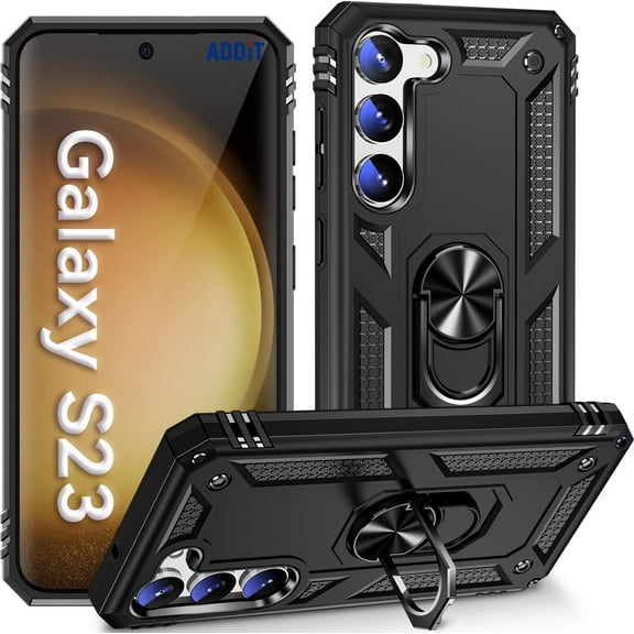 Mionbel Military Grade Dual-Layer Protection Cell Phone Case for Samsung Galaxy S23, Black
