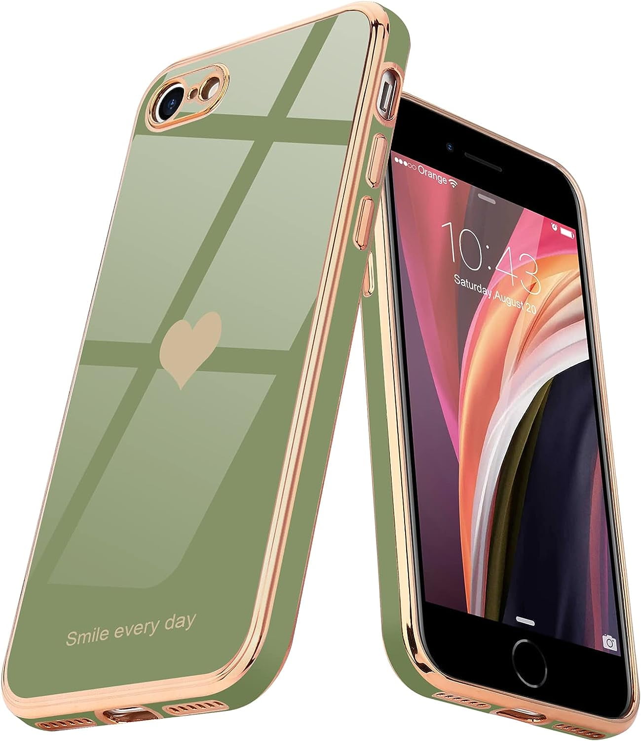 Mionbel iPhone SE, 7, 8 Case, Love-Heart Bling Plating Soft