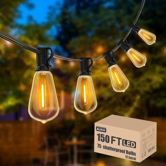 Miootly 150FT Outdoor String Lights with Remote, Garden Patio Decor with 2500K Warm White, 75+3 LED Edison Bulbs, Support Timer Dimmable Waterproof Shatterproof for Yard Outside Porch Deck Backyard