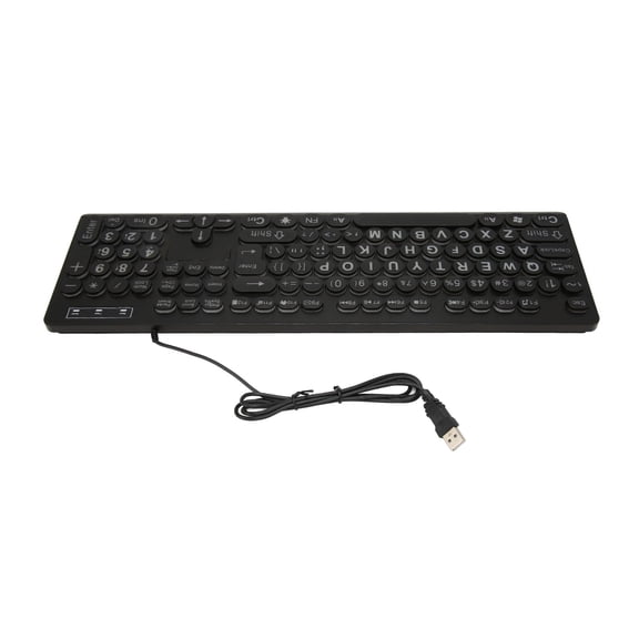 Mioren 104 Key Wired Keyboard Wired Keyboard, 104 Key High Visibility USB Keyboard Backlit Large Print Plug and Play for Visually Impaired for Office for Internet Bar