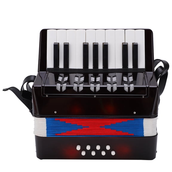 Mioren Accordion Bass Accordion Musical Piano Keyboard Toy Rhythm Training Spring Instrument 17 Key 8 Bass Black