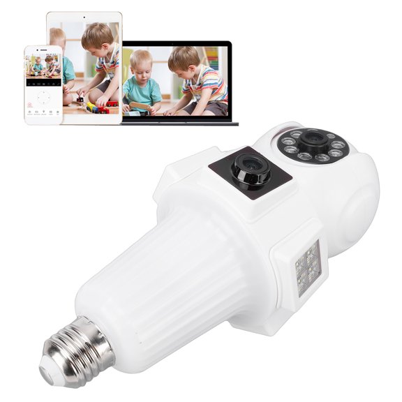 Mioren Bulb CameraCamera Light Bulb Security Camera E27 Socket 2.4GHz WiFi 4MP HD Camera Motion Detection Dual Lens NTP Time Sync