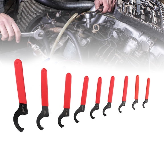 Mioren Coilover Spanner Coilover Spanner, Exquisite Craftsmanship High Strength Shock Spanner Hook Wrench 9PCS Set Non Slip Handle for Automotive